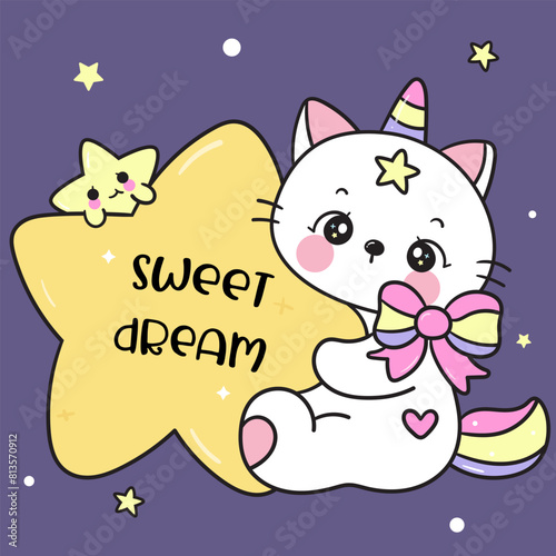 cat  hug star animal sleep kawaii kitten 