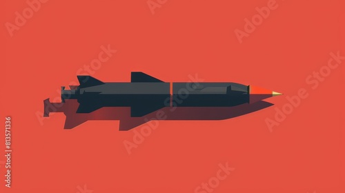 Ballistic missile flat design top view military arsenal theme animation vivid
