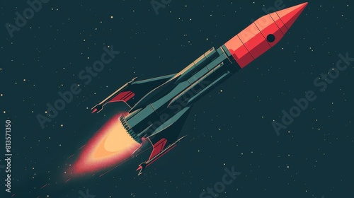Ballistic missile flat design top view military arsenal theme animation vivid photo