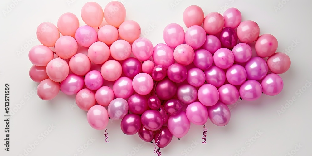 Multicolored Balloon Love Heart. Light Pink and Dark Pink Balloons arranged in a heart shape. Multicolored Balloon Love Heart. Light Pink and Dark Pink Balloons arranged in a heart shape.