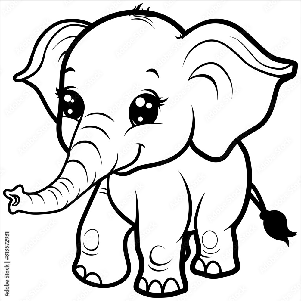 Fototapeta premium Vector Elephant Coloring Pages for Toddlers and Kids