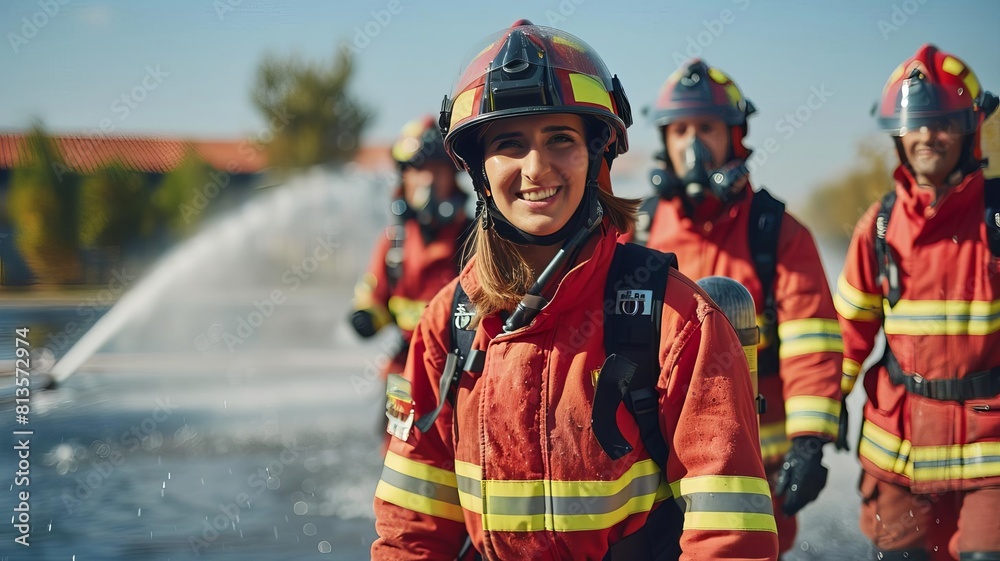 A group of firefighters bravely battle a raging inferno after an explosion at a chemical plant, risking their lives to contain the blaze A group of firefighters bravely battle a raging inferno after an explosion at a chemical plant, risking their lives to contain the blaze