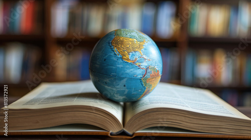 a globe on top of a book
