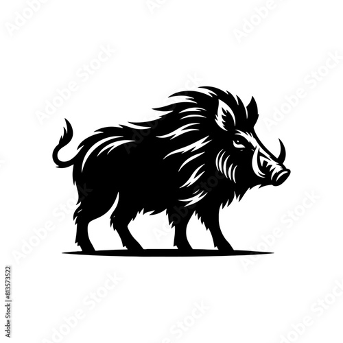 Wild Rush: Vector Wild Boar Silhouette Capturing the Spirit of Untamed Ferocity- Wild Boar Illustration- Minimalist Wild Boar Vector.