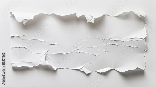 Piece Of Paper Isolated. Blank White Torn Paper Piece with Texture for Graphic Design