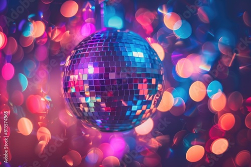 Background Disco. Party Lights with Beautiful Disco Ball for a Cool Celebration