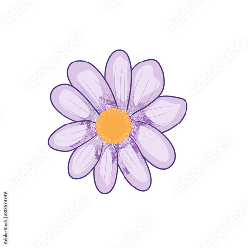 Beautiful purple flower isolated on white background. Hand drawn vector illustration.