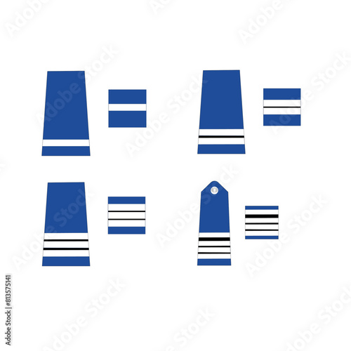 Ensemble des galons de l'armée française, de la police municipale, chef de service et directeur : principal, 1ère et 2ème classe, directeur