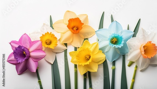 Colorful Daffodil in isolated white background