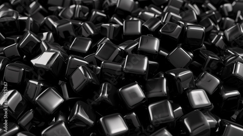 a pile of black cubes