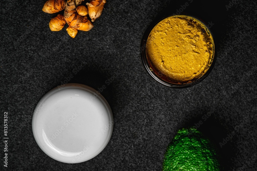 Top view of turmeric sauce with Curcumin Top view of turmeric sauce with Curcumin
