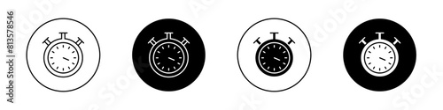 Stopwatch icon set. quick start chronometer vector symbol. timer counter icon. countdown pictogram. fast rapid delivery sign. express urgent delivery symbol in black filled and outlined style. photo