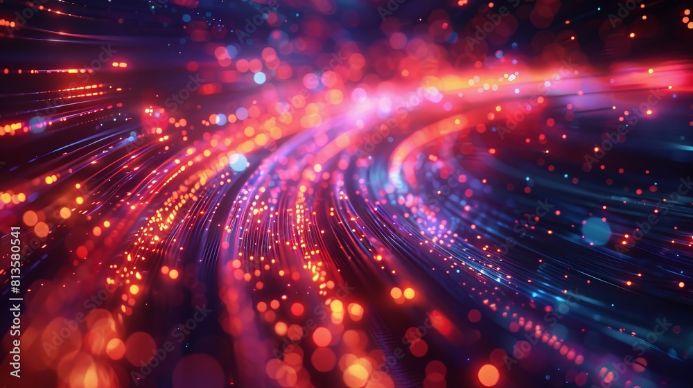 Abstract imagery of fiber optic cables aglow with high-speed data, a fusion of light and technology Abstract imagery of fiber optic cables aglow with high-speed data, a fusion of light and technology