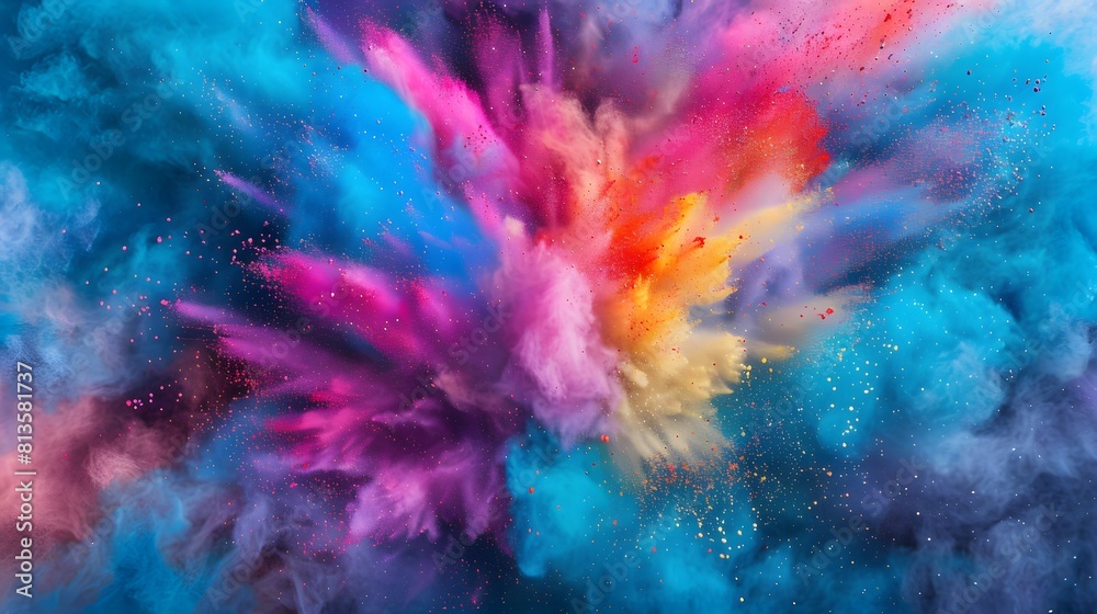 Holi celebration with colored powder explosion Holi celebration with colored powder explosion