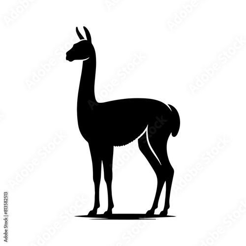 Highland Grace: Vector Vicuña Silhouette, Symbol of Elegance and Alpine Majesty- Minimalist Vicuna Vector- Vicuna Illustration.