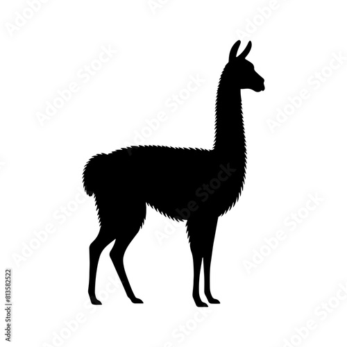 Highland Grace: Vector Vicuña Silhouette, Symbol of Elegance and Alpine Majesty- Minimalist Vicuna Vector- Vicuna Illustration.