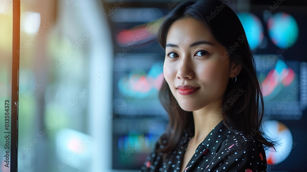 Female Financial Analysts Portrait with Charts and Graphs, Financial analysts, portrait, charts and graphs Female Financial Analysts Portrait with Charts and Graphs, Financial analysts, portrait, charts and graphs