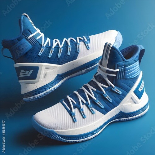 Scarpe da basket bianche e blu photo