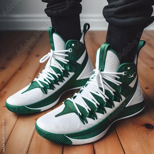 Scarpe da basket verdi e bianche photo