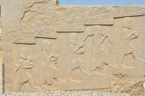 Bas reliefs that depict delegations from across the Persian empire bringing tribute to the Achaemenid kings in Persepolis, Iran