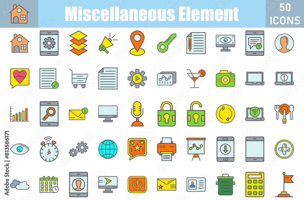 Miscellaneous Element Icons Set.Web and mobile icons.Vector illustration Miscellaneous Element Icons Set.Web and mobile icons.Vector illustration