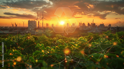 Sustainable future: harmony of nature and technology. The concept of the harmonious integration of green energy solutions and sustainable practices within urban environments.