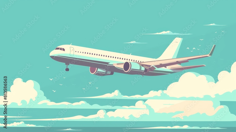 Flight pattern flat design side view artistic interpretation theme animation Monochromatic Color Scheme Flight pattern flat design side view artistic interpretation theme animation Monochromatic Color Scheme
