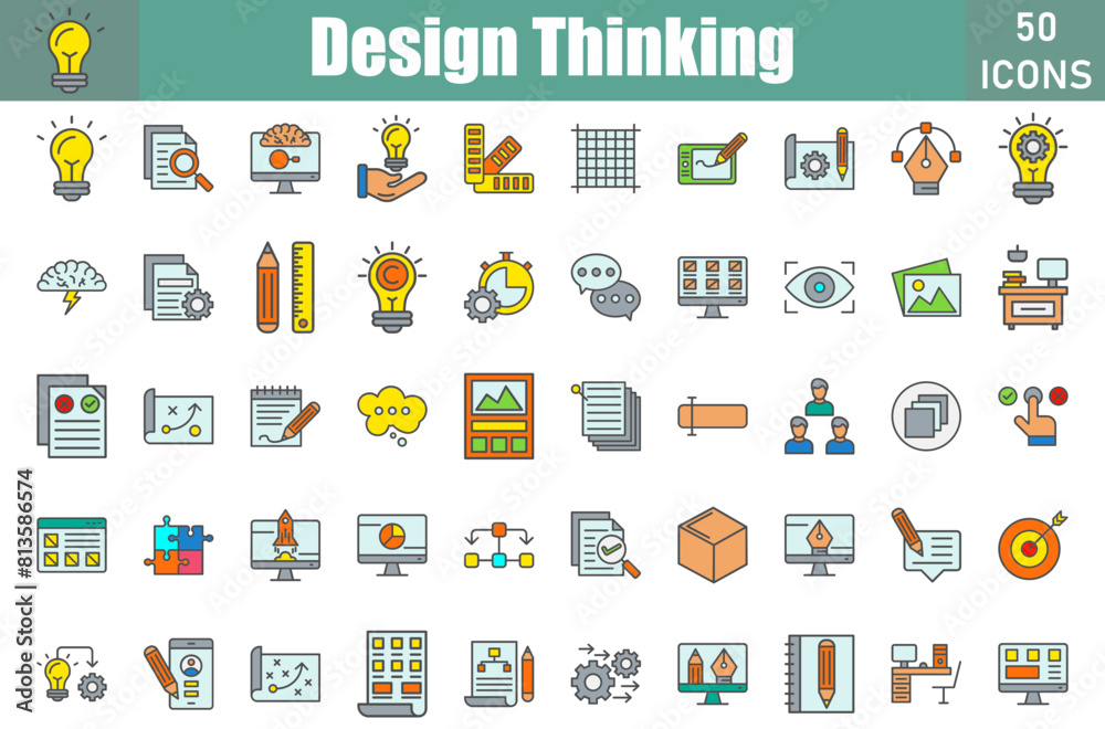 Design Thinking Icons Set.Web and mobile icons.Vector illustration Design Thinking Icons Set.Web and mobile icons.Vector illustration