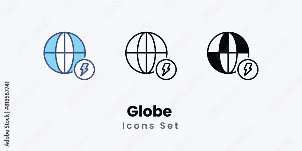 Globe Icons thin line and glyph vector icon stock illustration Globe Icons thin line and glyph vector icon stock illustration