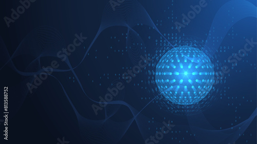 Artificial intelligence quantum computer technology concept. Quantum computing. Quantum processing. Future new technology for business or science presentation. Vector illustration.