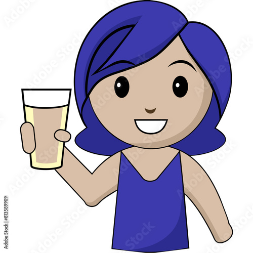 Beautiful Girl with Milk Glass Cartoon Character vector
