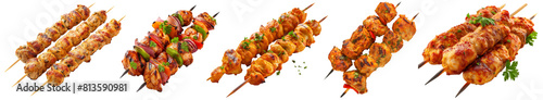 Chicken tikka /skew Kebab. Traditional Indian dish. isolated food on transparent background. png photo