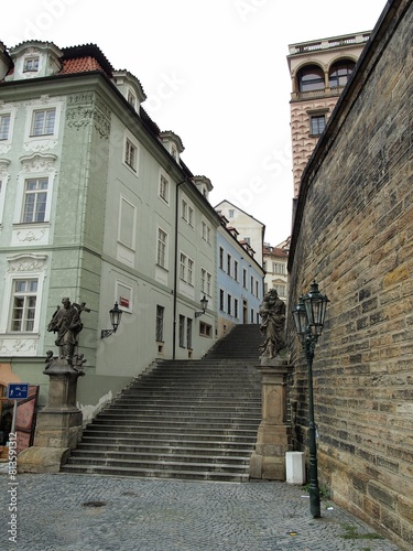 Fotografie Beautiful statues and stairs leading to the Prague Castle of the Czech Republic
