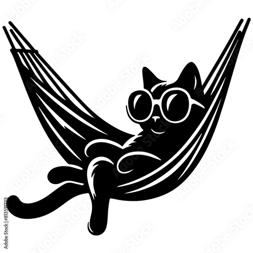 Funny Cat Vector Illustration Featuring a Cute Cat Wearing Sunglasses and Playful Kitten Designs