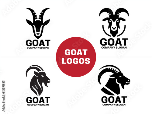 Set bundle of goat logo design template 
