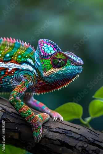 Intricate Beauty of Nature: Veiled Chameleon in Its Natural Habitat