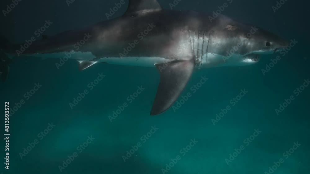 Shark movement in the ocean in search of prey Shark movement in the ocean in search of prey