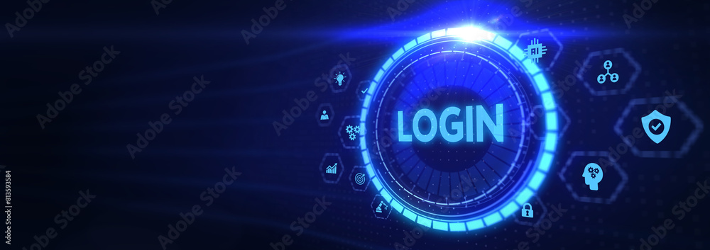 Concept of login. Business, Technology, Internet and network concept. 3d illustration