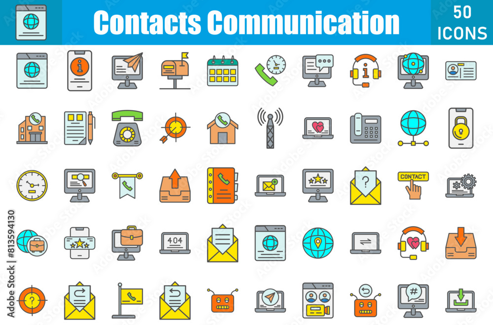 Contacts Communication Icons Set.Web and mobile icons.Vector illustration Contacts Communication Icons Set.Web and mobile icons.Vector illustration