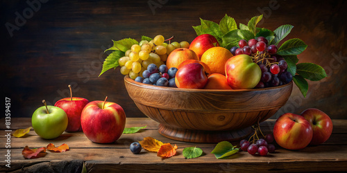 Breathtaking Still Life Composition of Ripe Vibrant Fruits in a Bowl