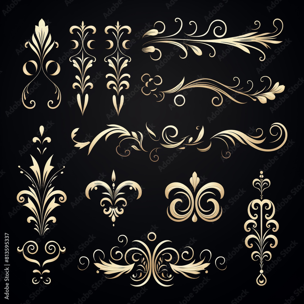 Calligraphic decorative elements. Set of design Calligraphic decorative elements. Set of design