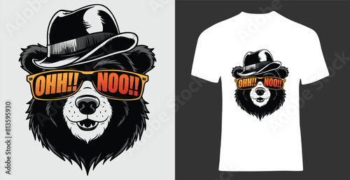 A captivating and vivid illustration of a stylish black and white bear exuding anime-inspired charisma. 