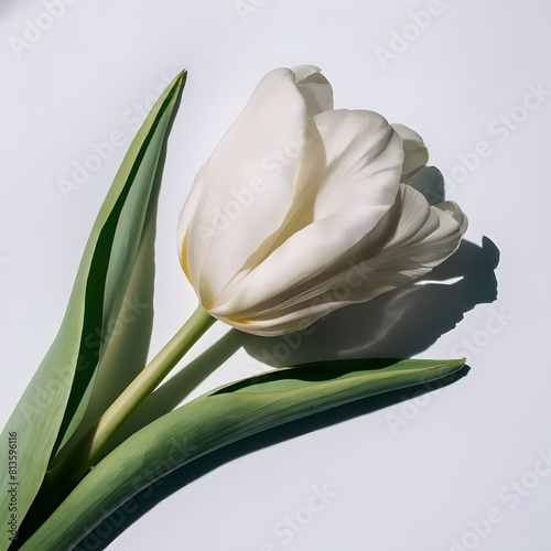A stunning closeup of white tulip petal on white background