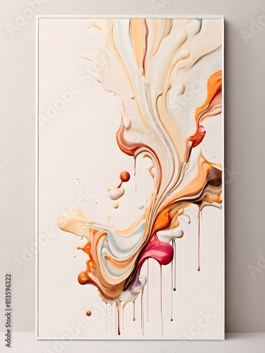 Abstract fluid ink colors running top to down on white canvas