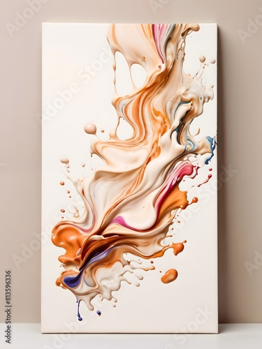 Abstract fluid ink colors running top to down on white canvas