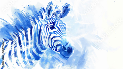 watercolored zebra on white background