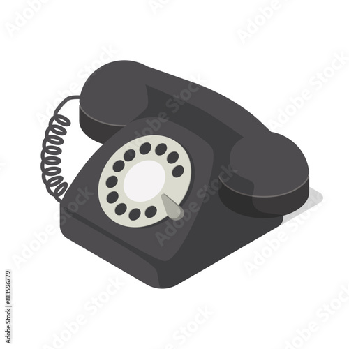 isometric retro telephone illust