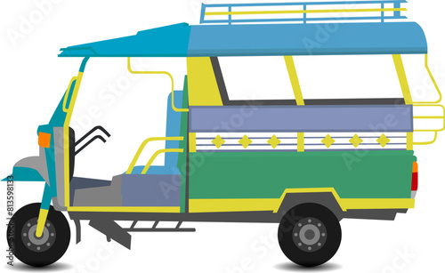 Tuktuk transportation and tourism symbol icon vector illustrator