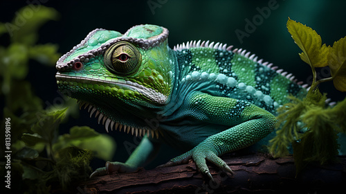 green iguana on a branch