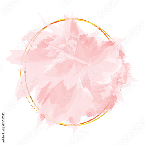 Watercolor frame with golden lines vector illustration